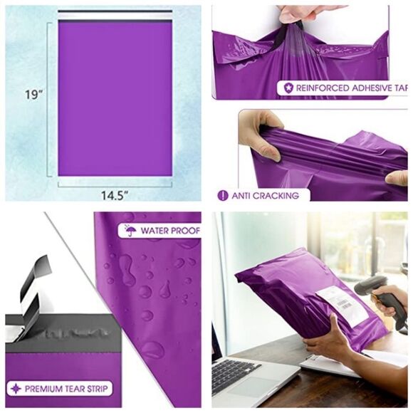 Poly Mailers XLARGE 50 piece Starter Pack w/Stickers - Picture 4 of 16